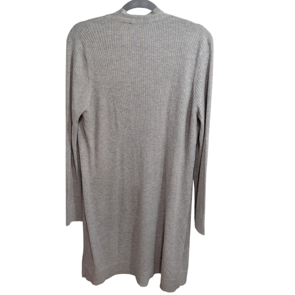 LOFT Light Gray Ribbed Open-Front Long Cardigan - Picture 2 of 4